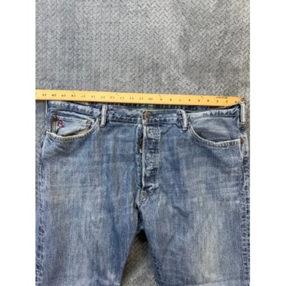 Polo Ralph Lauren Jeans Men 40x25 Blue Straight 018 Button Fly‎ Med Wash Denim